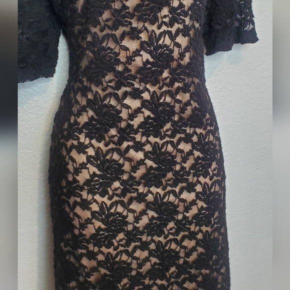 DKNY Black Floral Lace Mini Dress - Picture 5 of 8